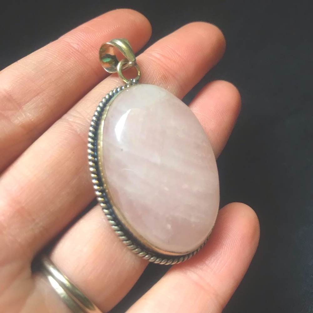 Rose Quartz Tibetan Silver Pendant